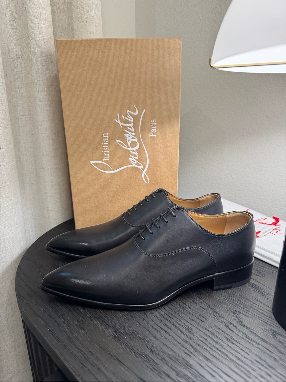 Christian Louboutin Pelvis Lace-Up Dress Shoes Leather Black